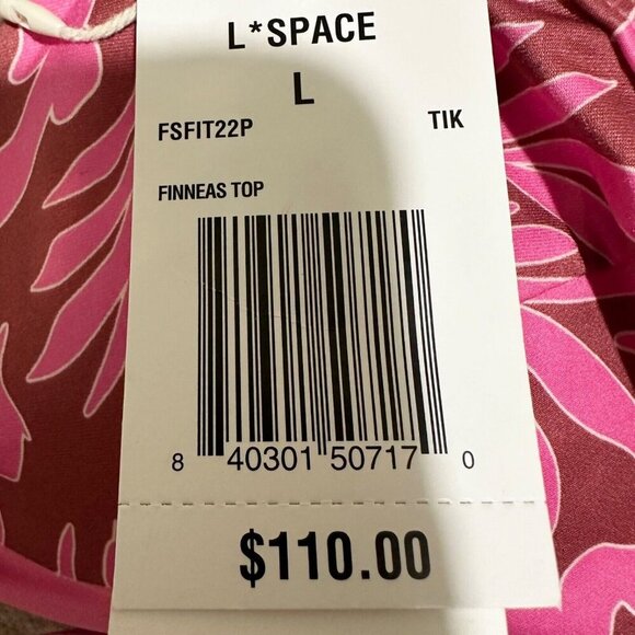 L*SPACE Womens Size L Tiki Tiki Pink Print Finneas Triangle Bikini Top NWT - Picture 10 of 11